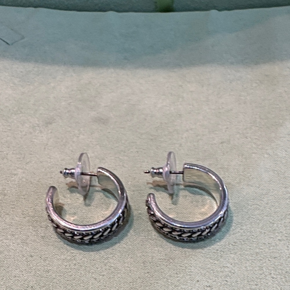 Brighton Silver Textured Hoop Earrings